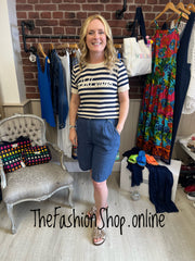 Sienna denim blue linen shorts 10-14