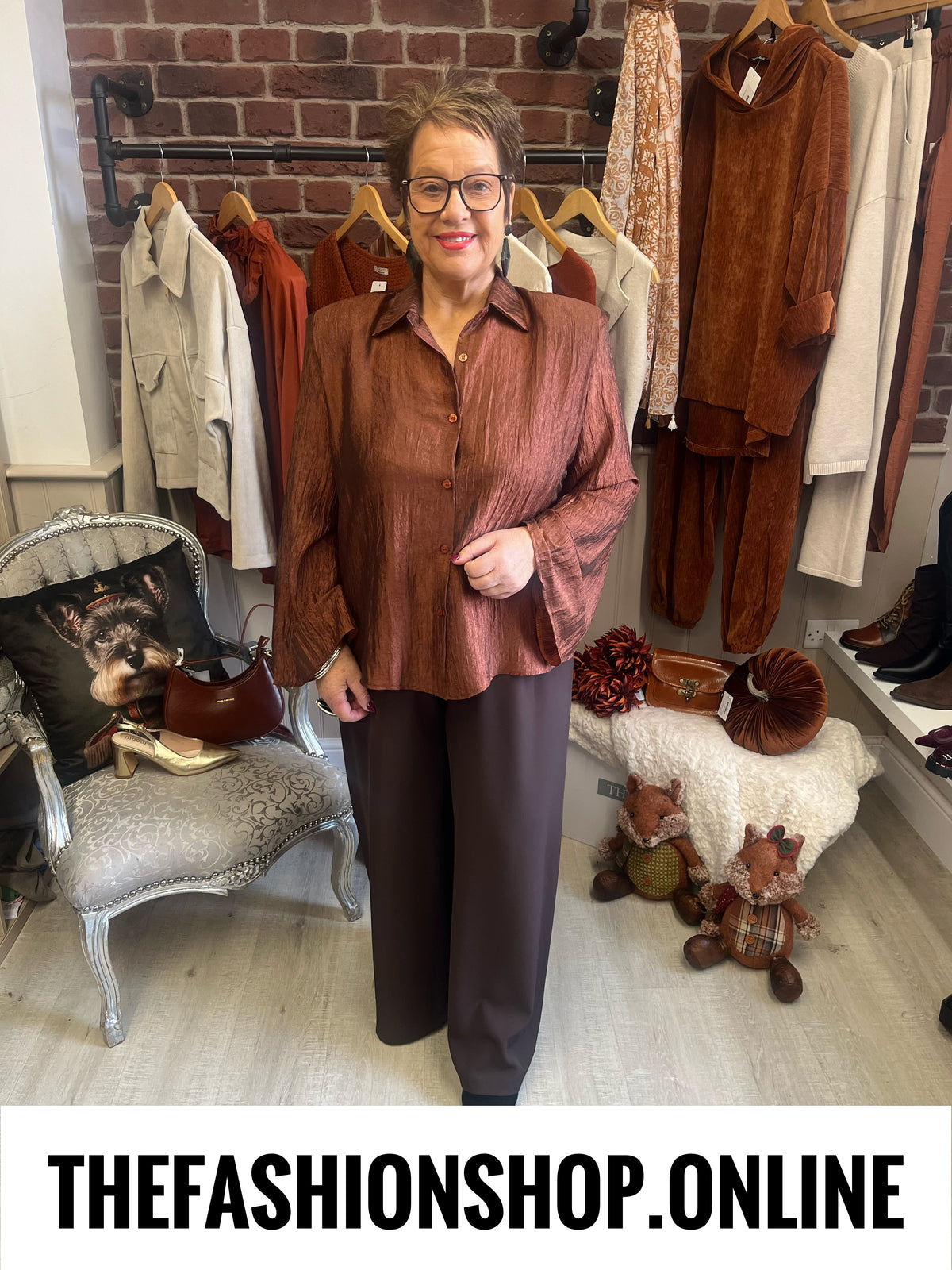 Angel copper statement textured blouse 14-20