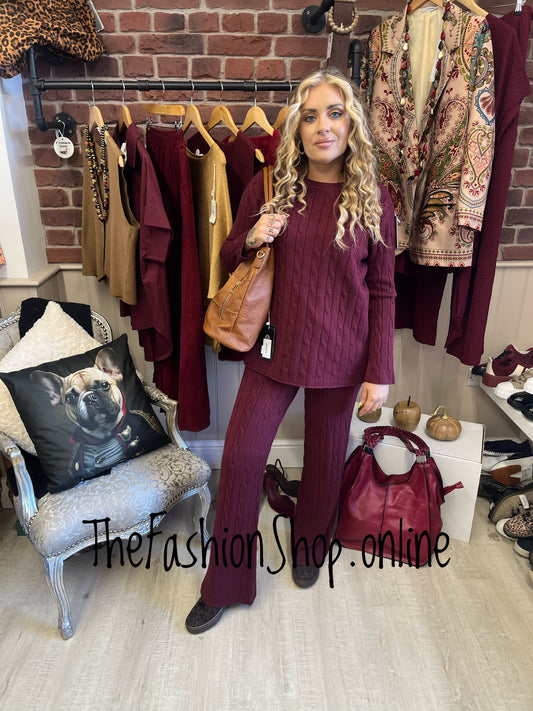 Amber wine cashmere mix co-ord 10-14