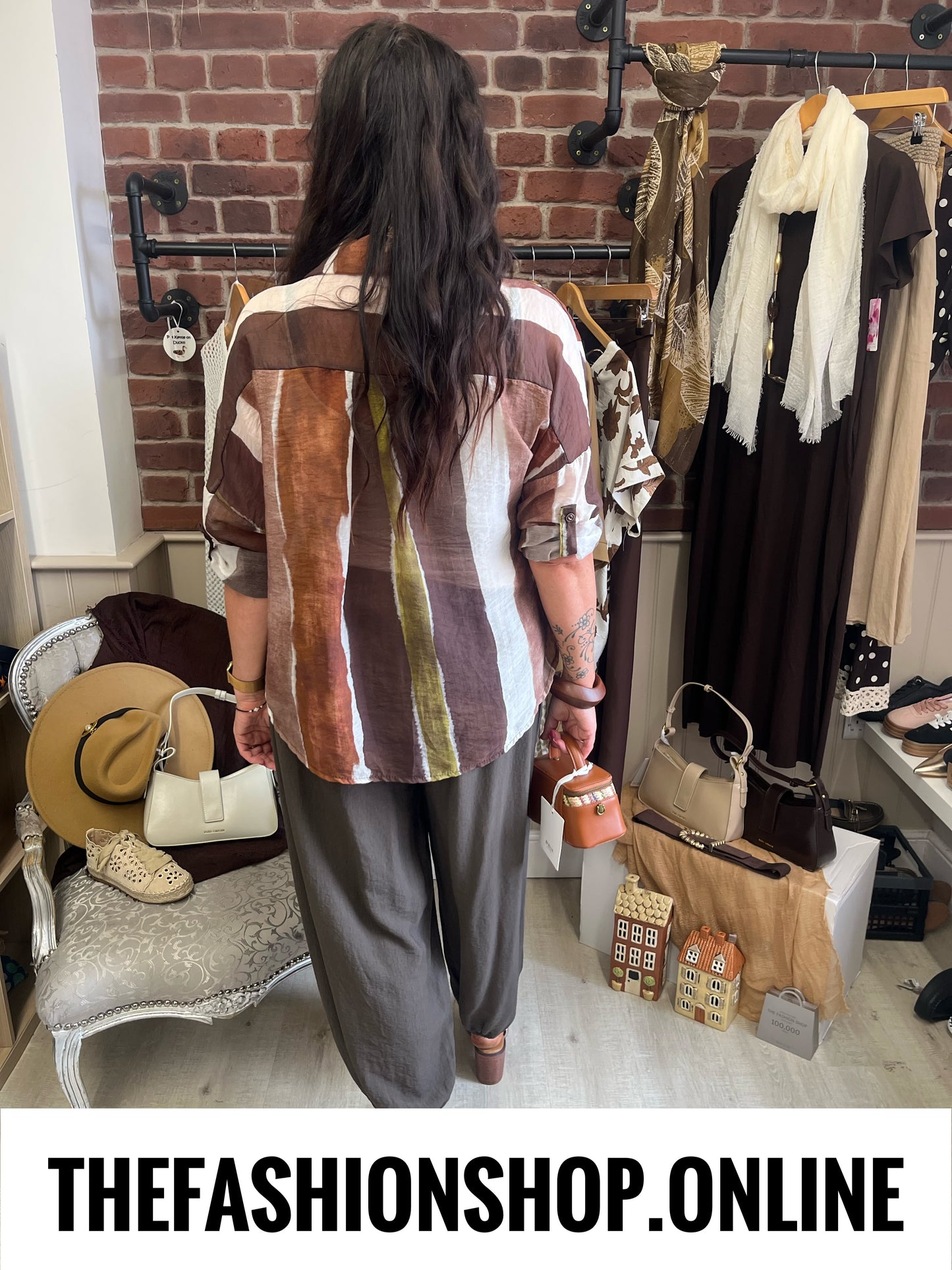 Blake brown stripes sheer blouse 10-18