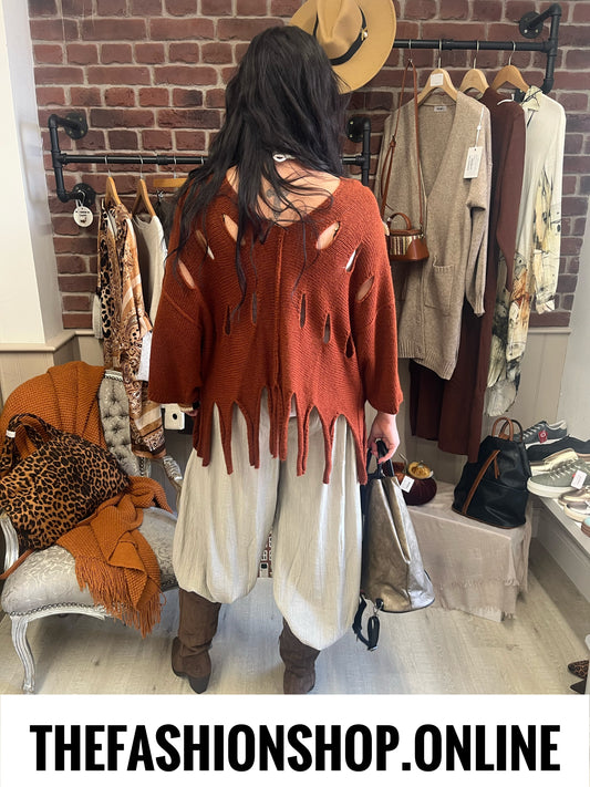 Rosalyn cinnamon wool mix tassel jumper 10-22