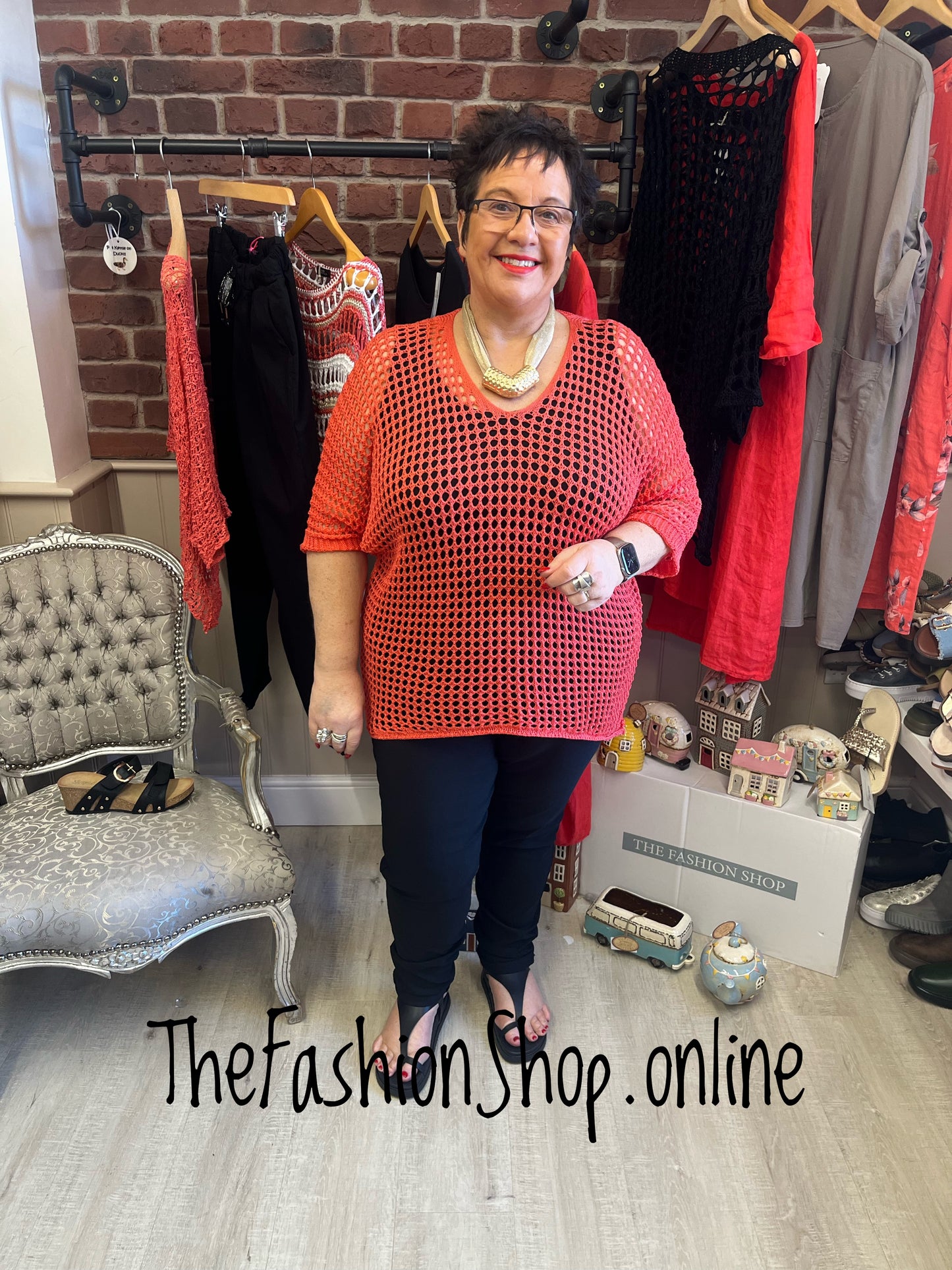 Alison coral crochet layering top 12-22