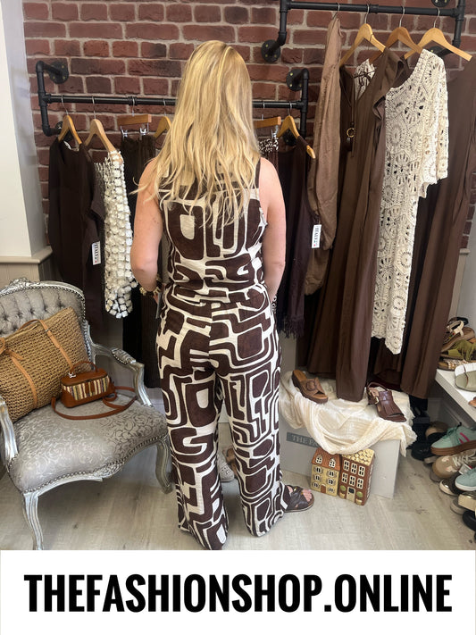 Tasmin brown and beige linen mix trousers 8-10 and 12-14