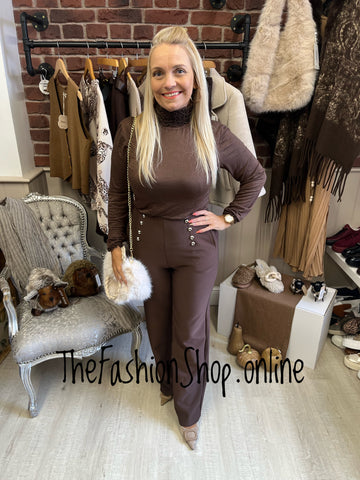 Heidi brown ruffle neck polo 12-16