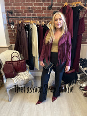 Misty wine faux suede tassel jacket 8-12