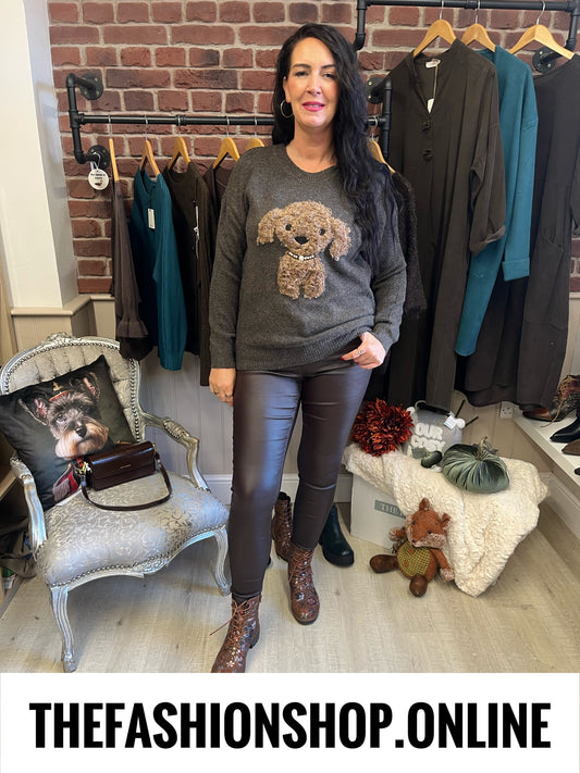 Lottie brown wool mix dog jumper 10-18