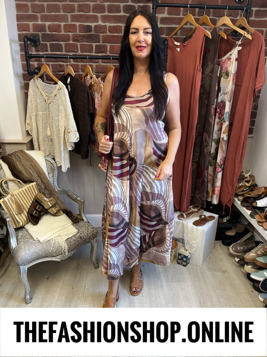 Macie abstract patterned strappy dress 10-16