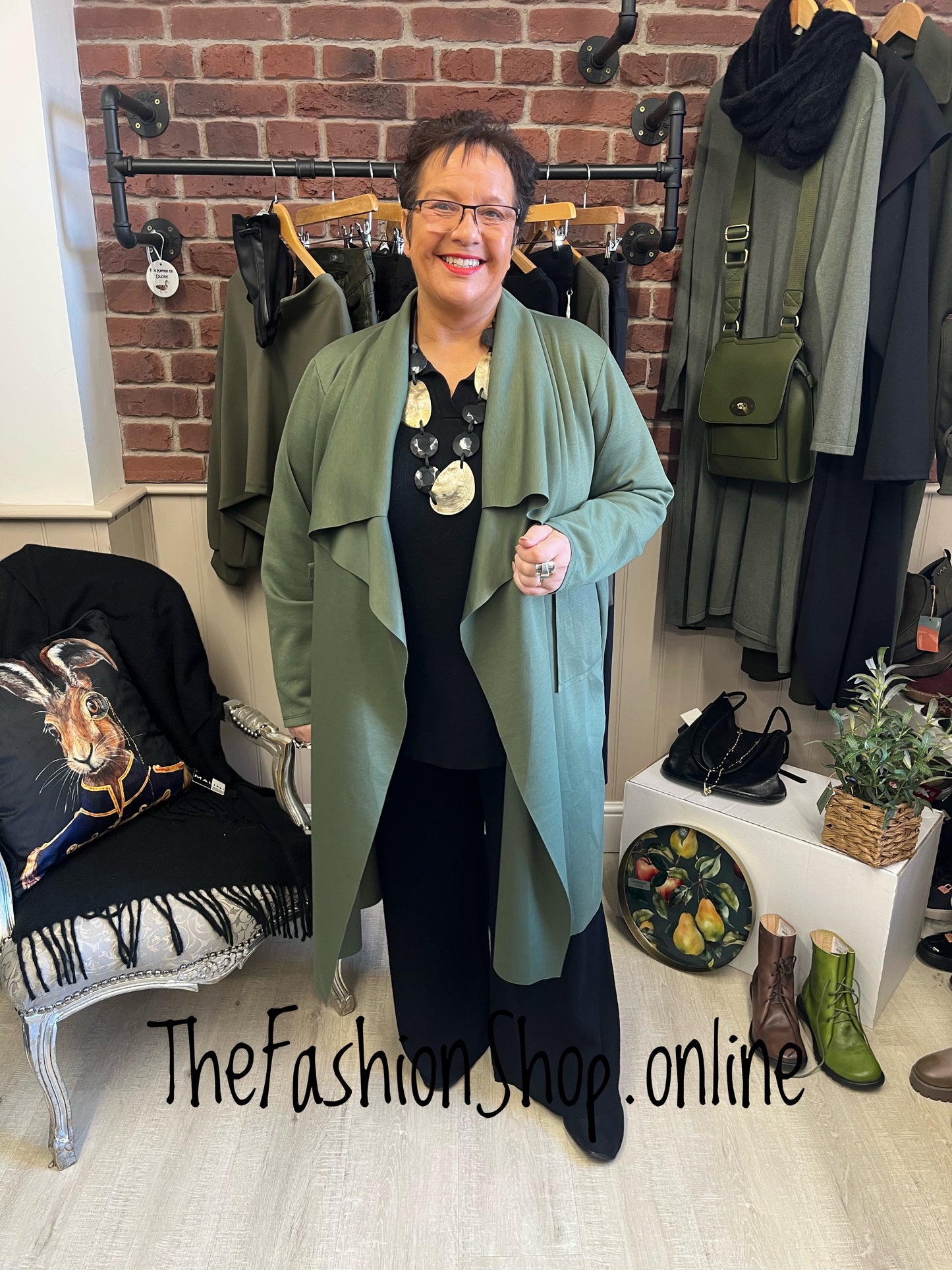 Erin khaki waterfall jacket 14-22