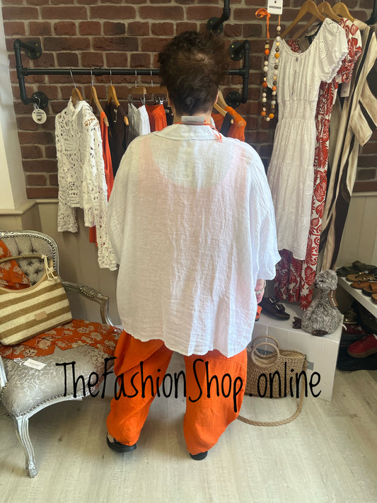 Whitney white linen shirt 16-24