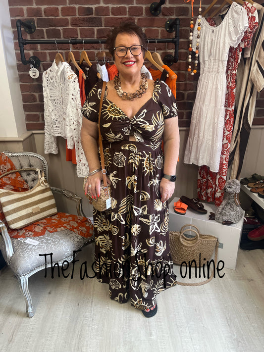 Beth brown and tan summer dress sizes 10-16