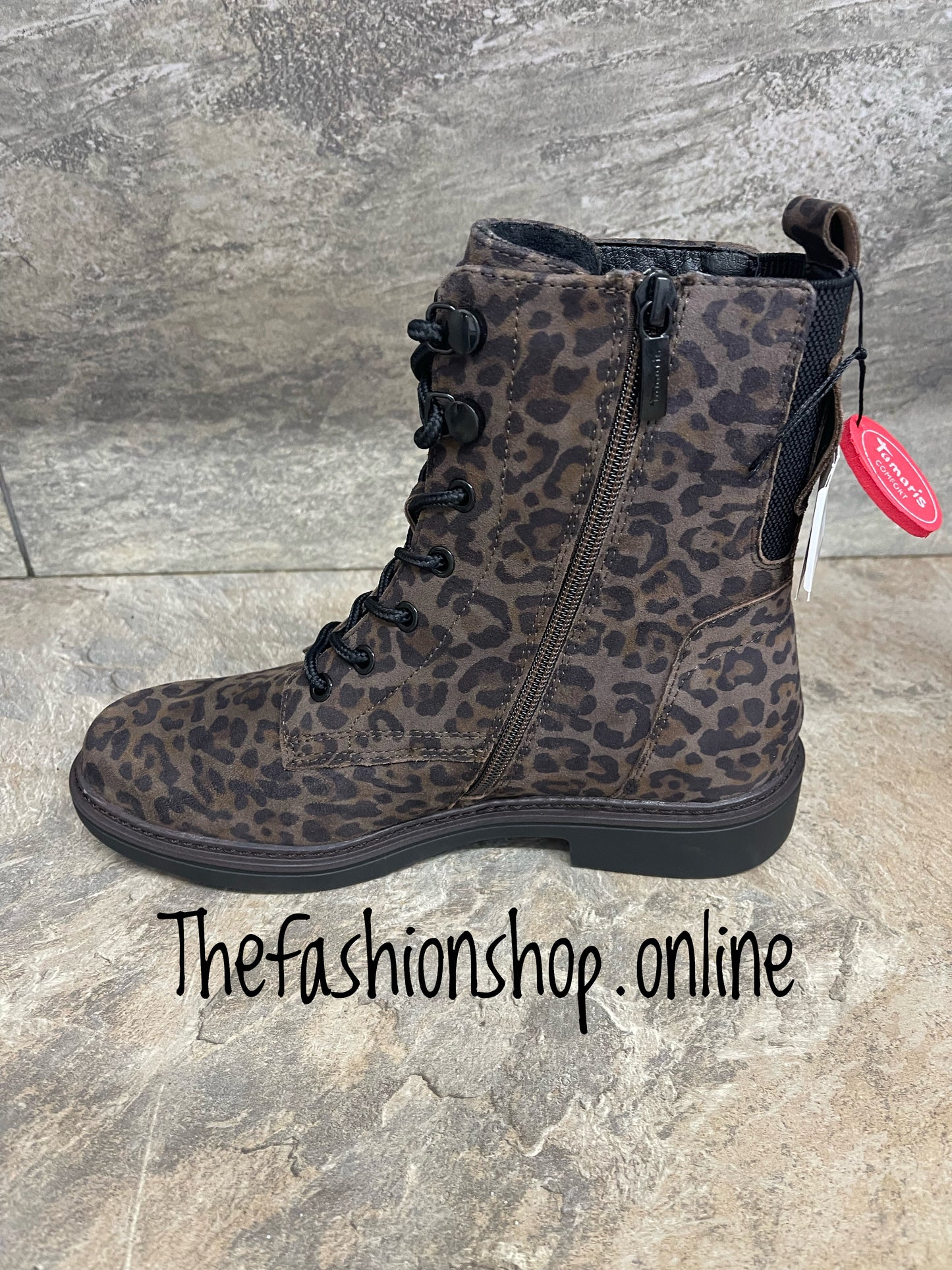 Tamaris suede wide fit leopard print boots sizes 4-9 (37-42)