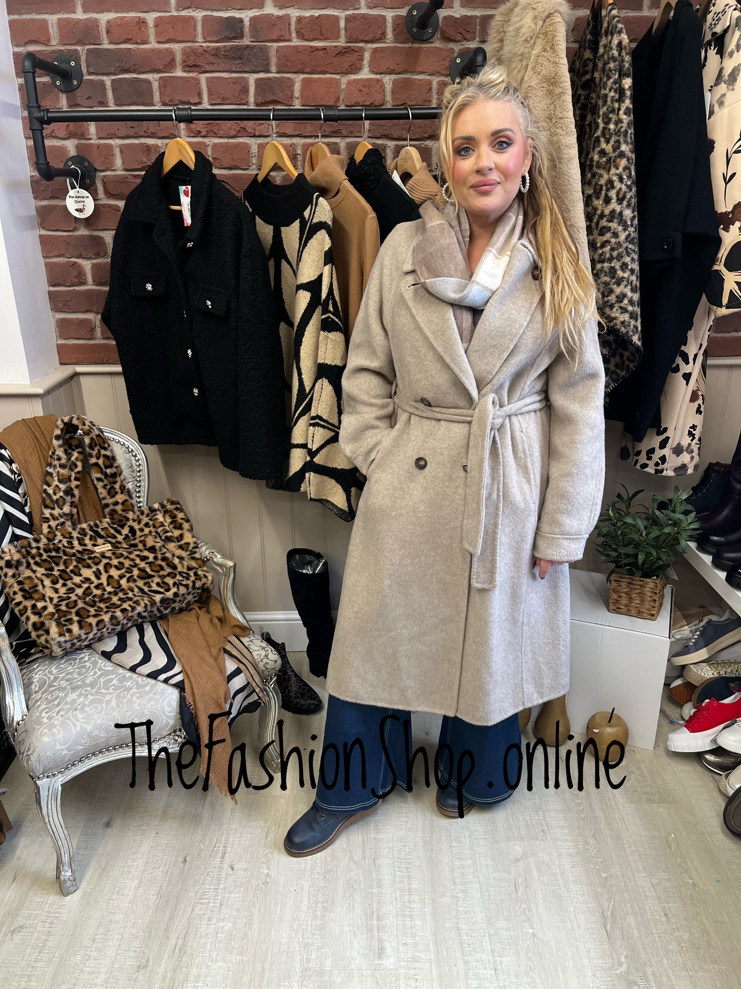 Fly Out beige wool mix coat sizes 10-16