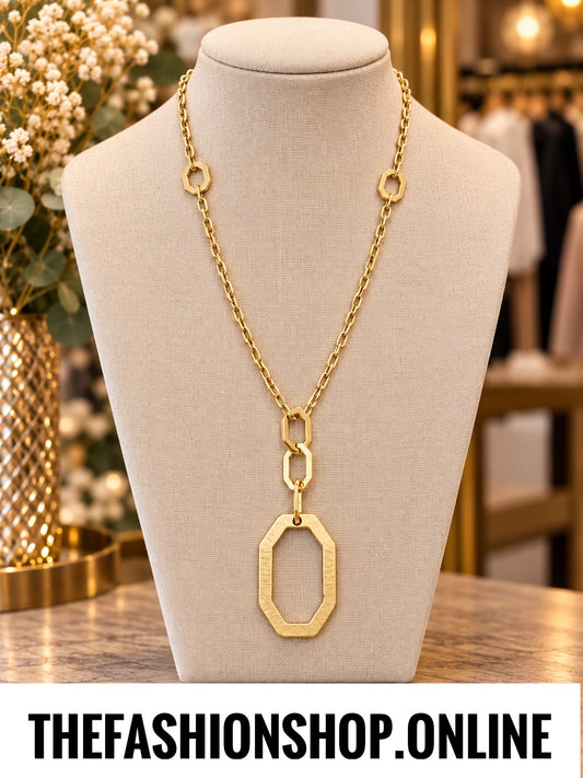 Envy long gold links necklace