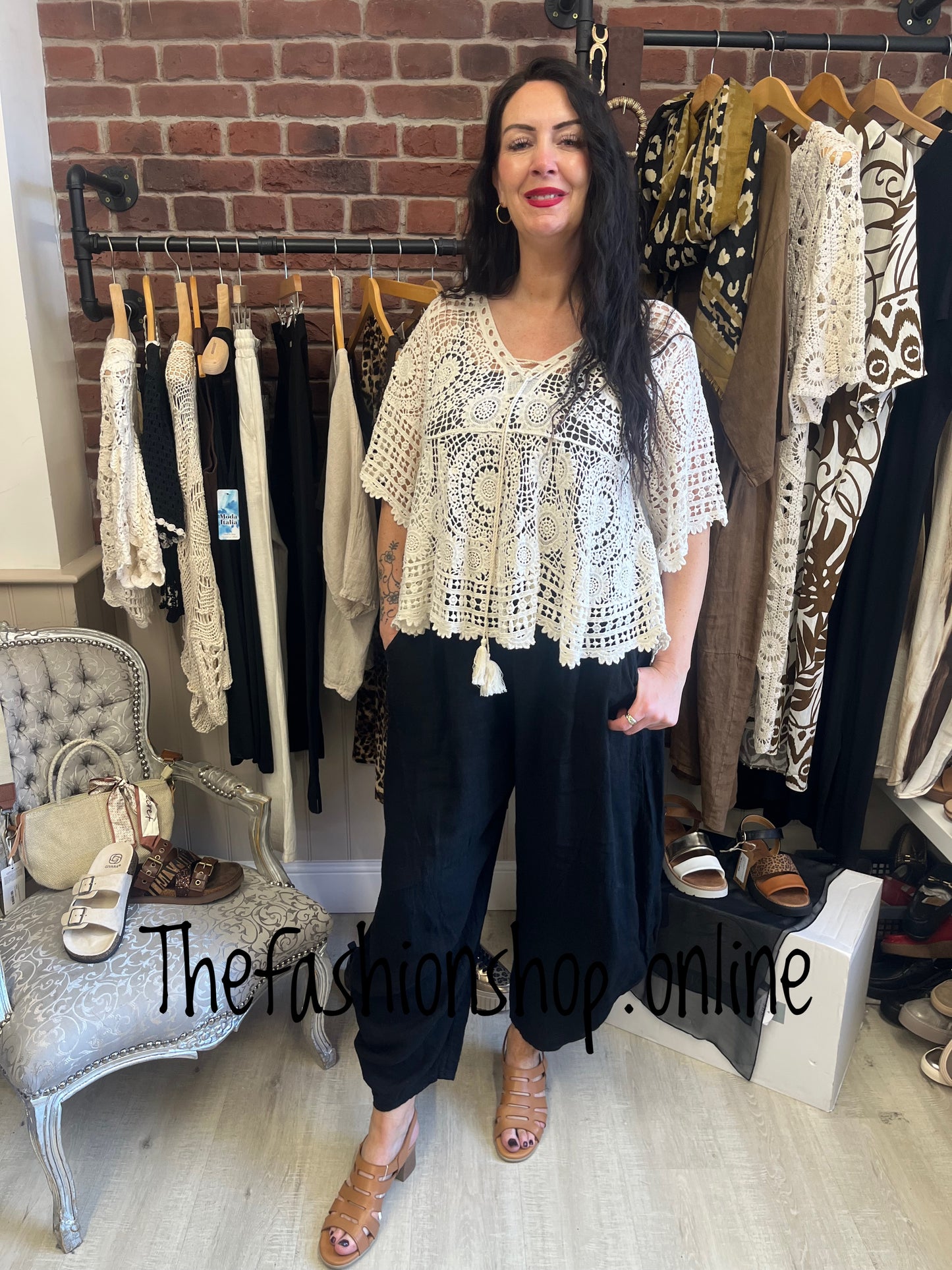 Alex cream crochet top 12-16
