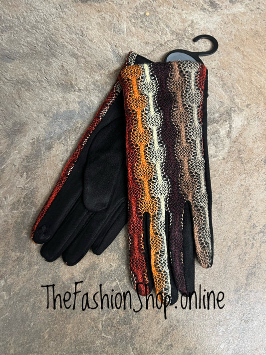 Autumn wine lace look gloves