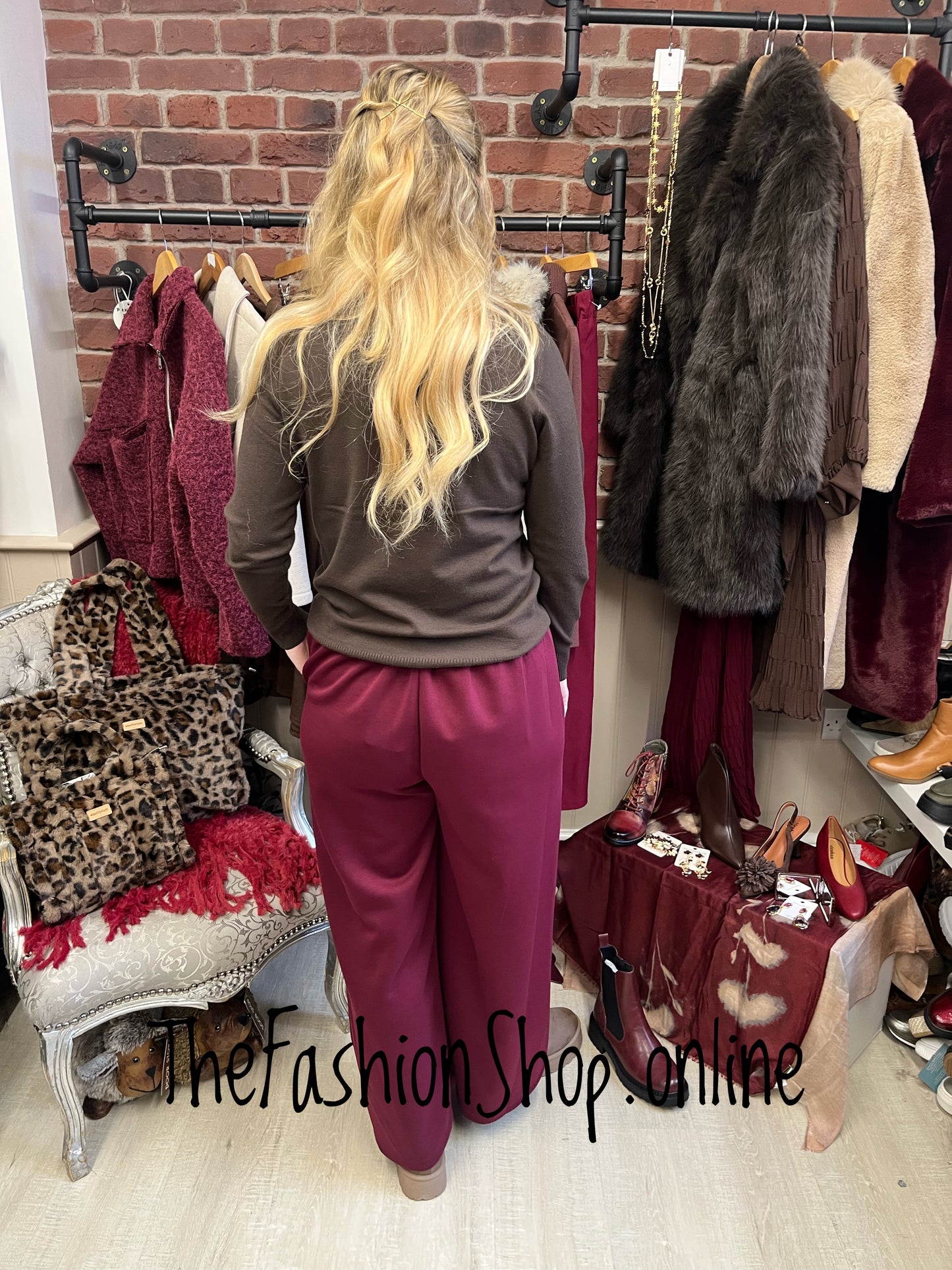 Miranda wine trousers with belt 10-16
