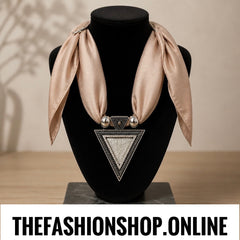 Tri Luxe Pendant in Cafe Au Lait with Satin scarf
