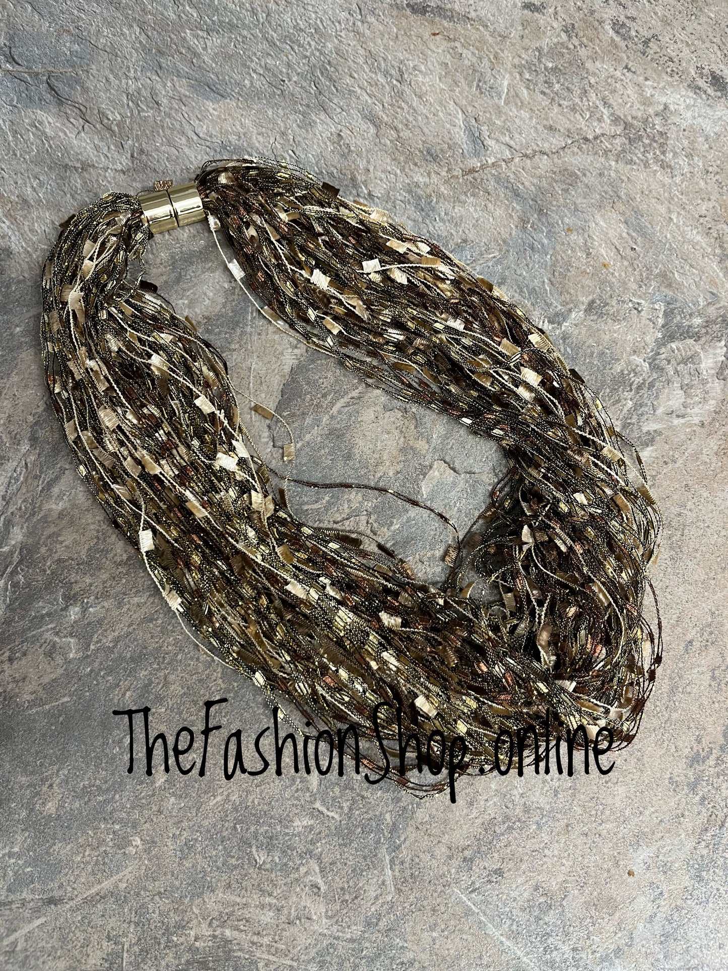 Tomasina brown and gold magnetic scarf