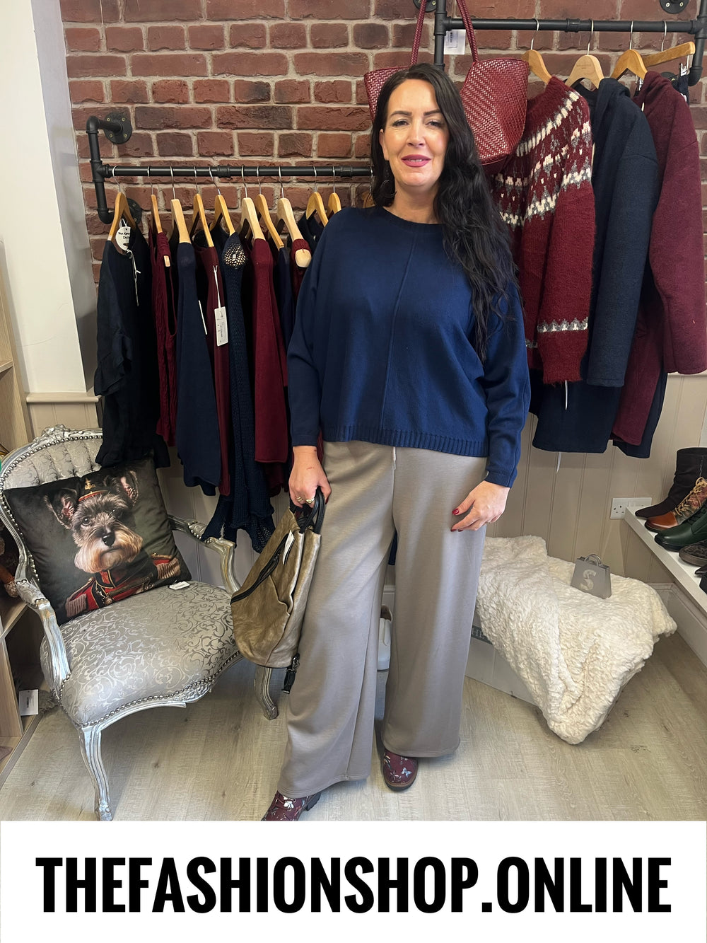 Nellie navy round neck jumper 10-18