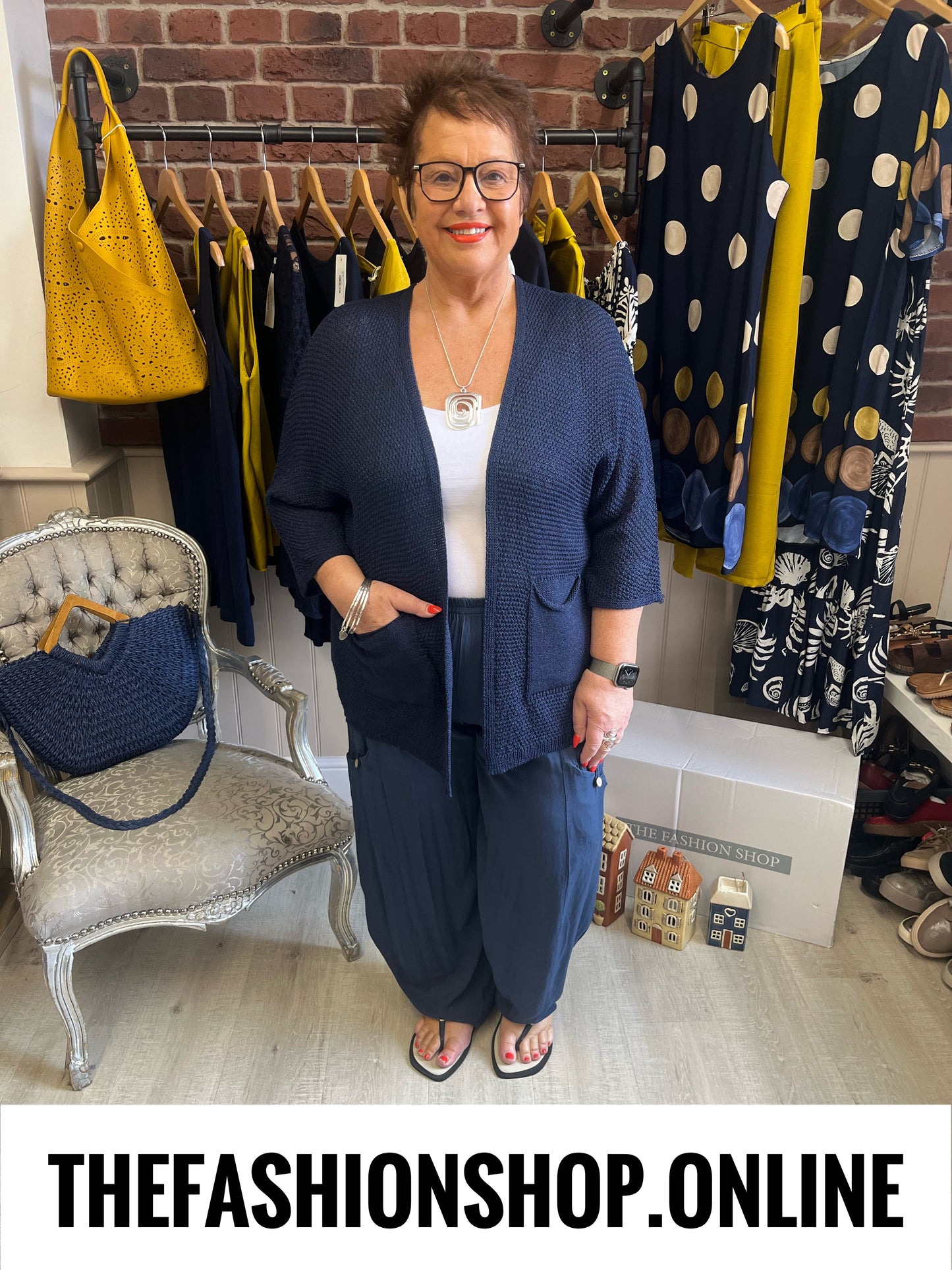 Lara navy waffle cardigan 12-18