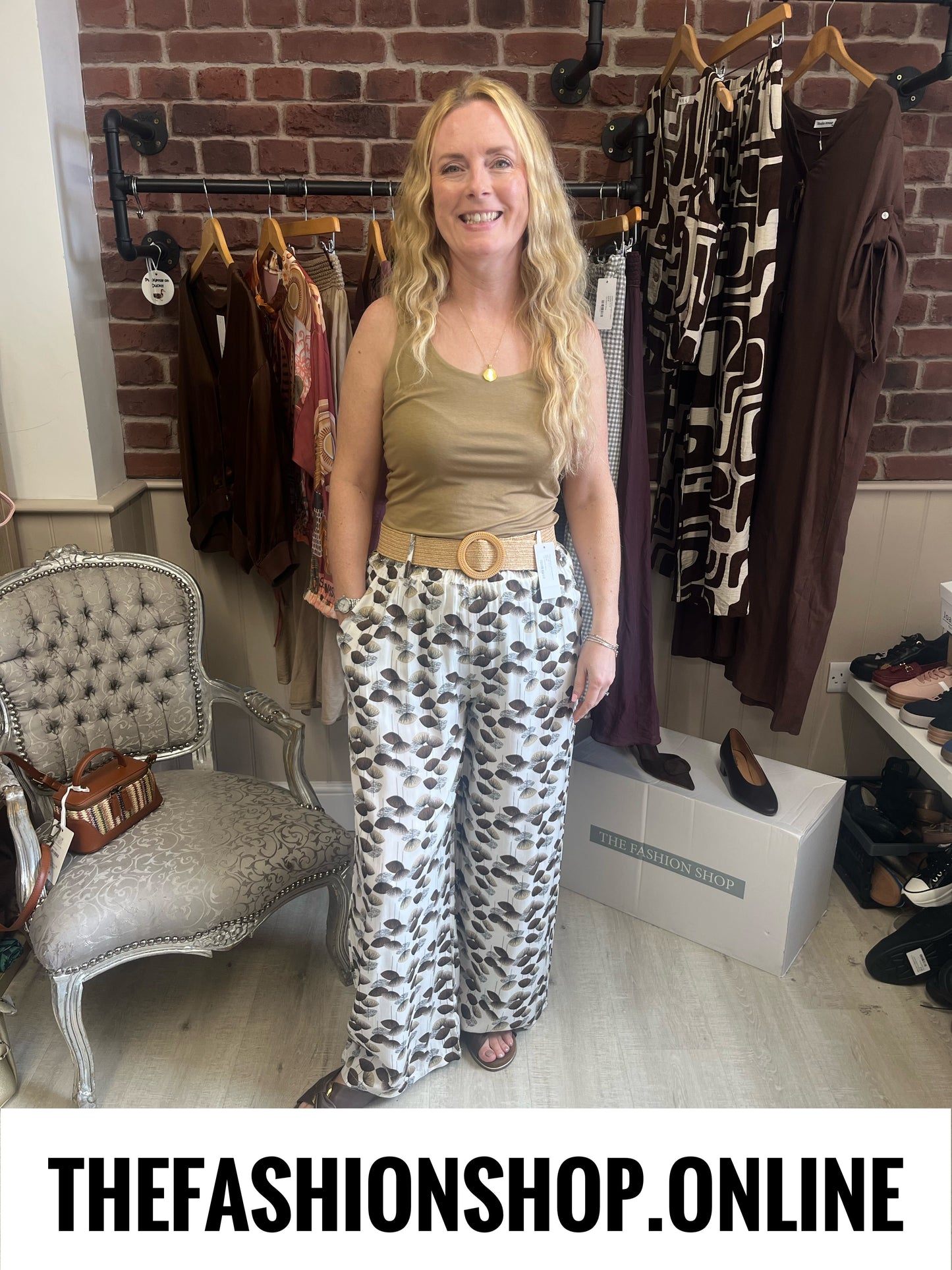 Freya ginkgo wide leg trousers with belt 10-16