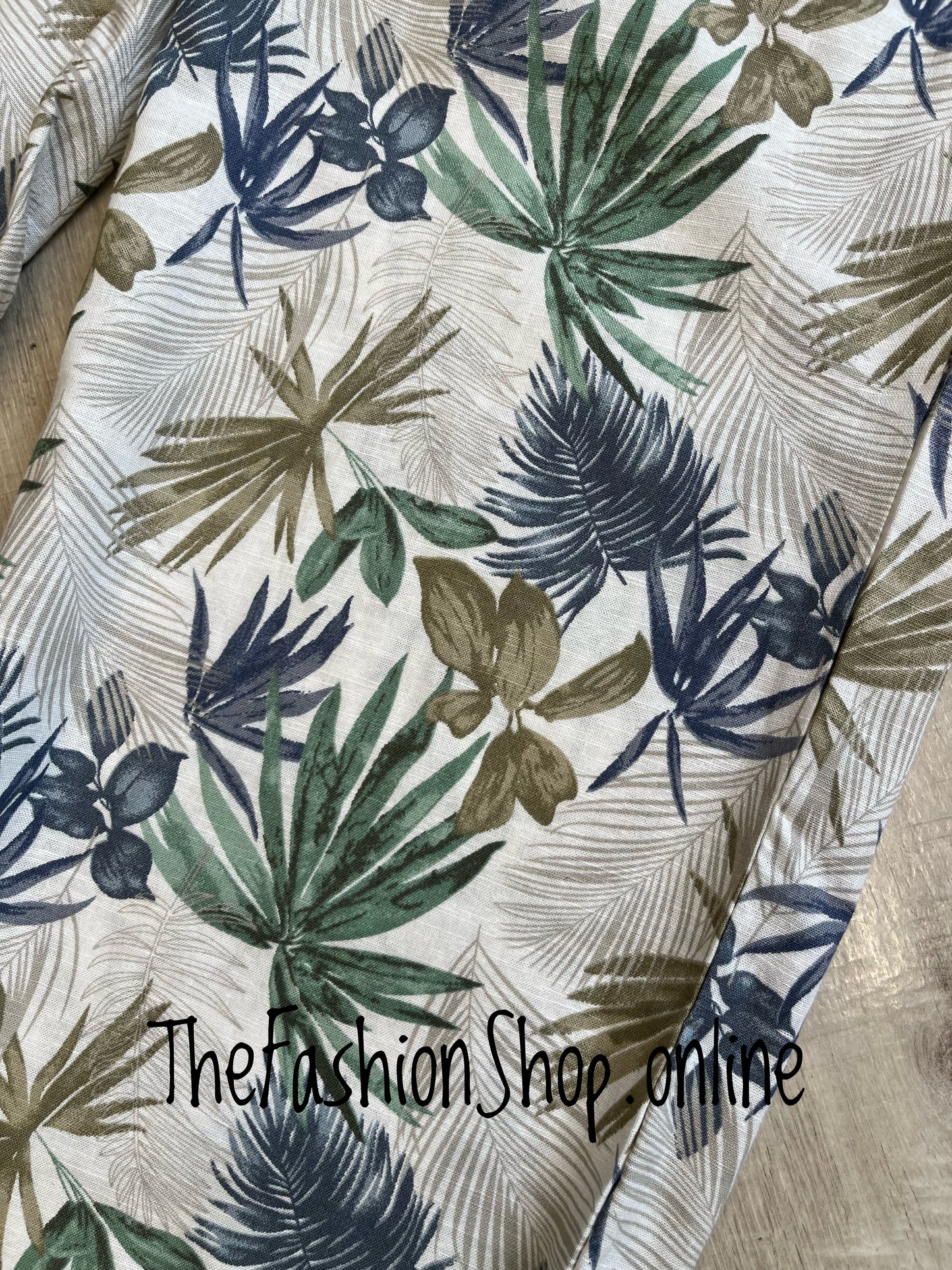 Thea palm leaf linen mix trousers sizes 10-18