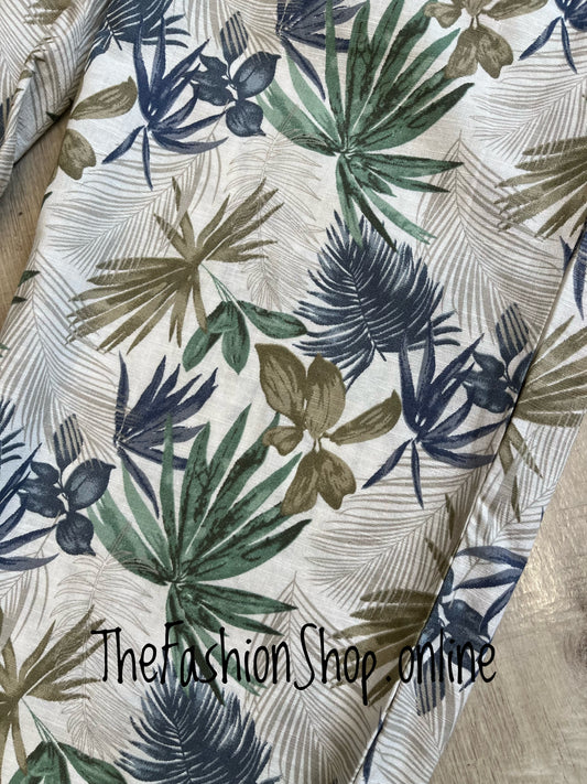 Thea palm leaf linen mix trousers sizes 10-18