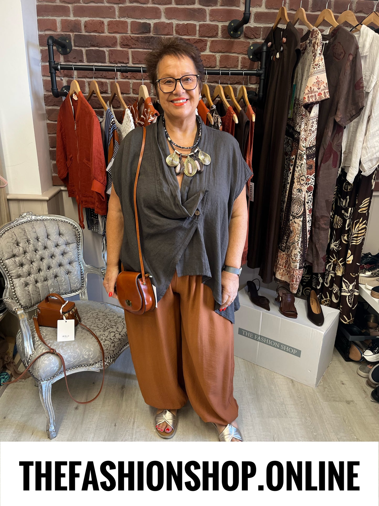 Marlene brown linen mix drape jacket 14-22