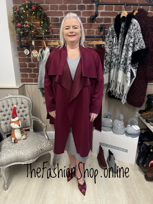 Erin wine waterfall jacket 14-22