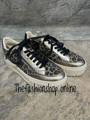 Marco Tozzi leopard metallic platform trainers sizes 4-8 (37-42)
