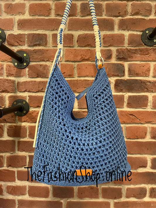 Sammy blue crochet bag