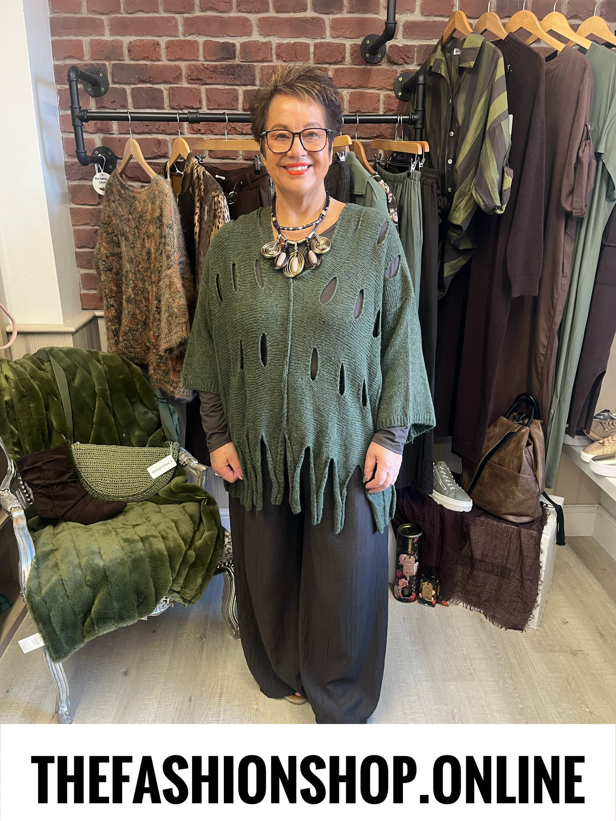Rosalyn khaki green wool mix tassel jumper 10-22