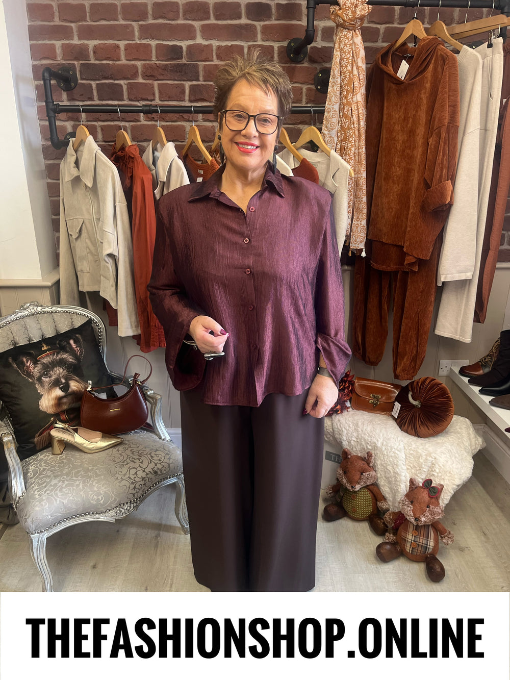 Angel merlot statement textured blouse 14-20