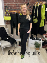 Jasmine black cable knit button top 8-16