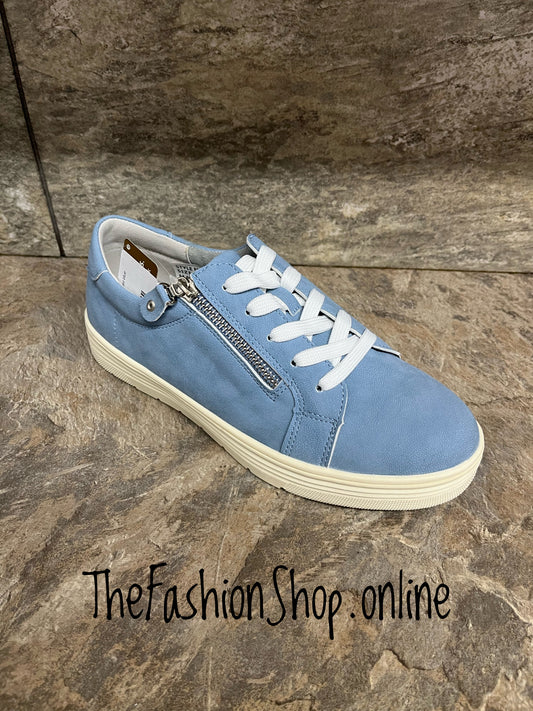 Dr Keller Janice washed blue trainers sizes 3-8 (36-41)