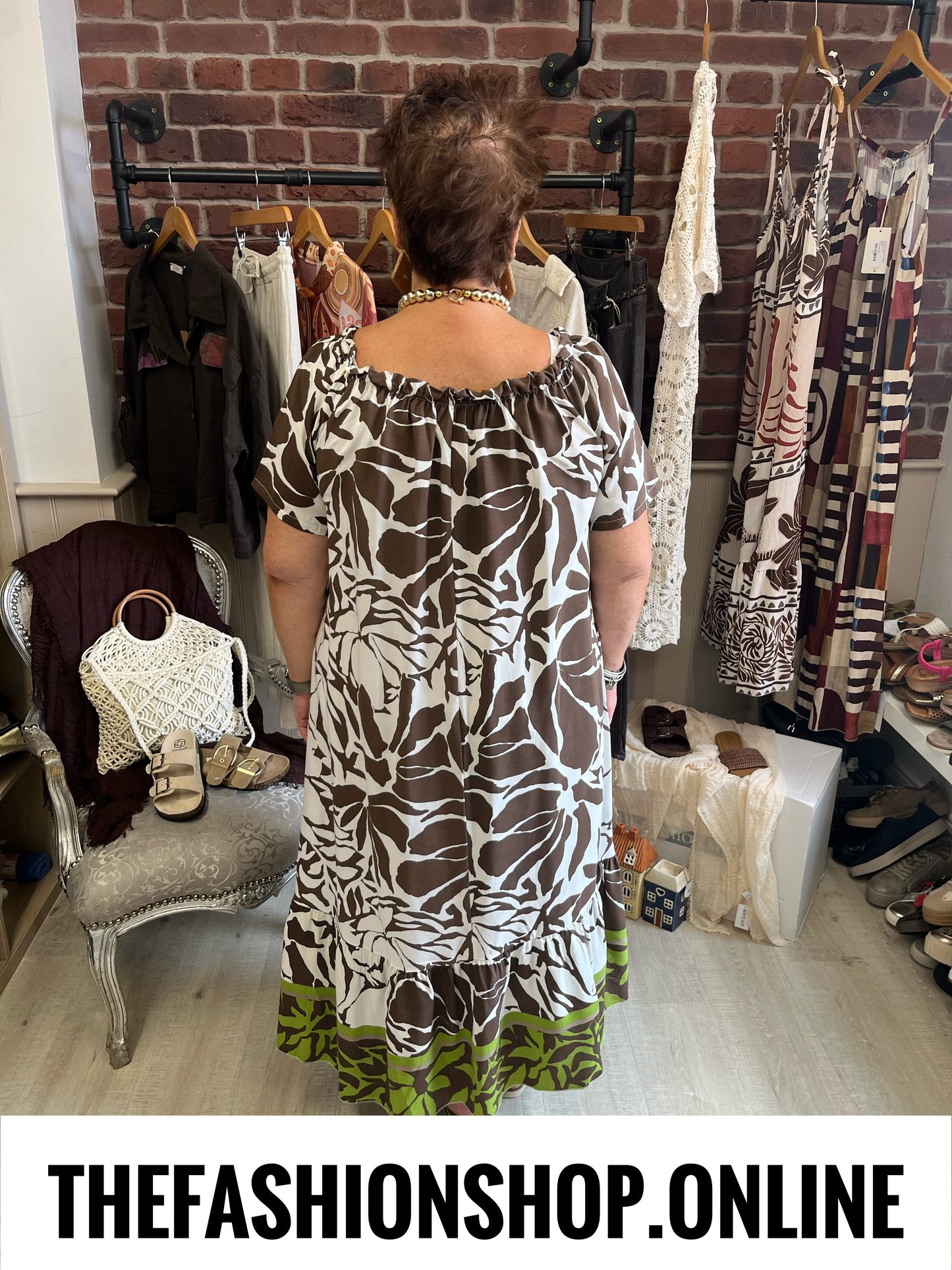 Molly brown printed bardot dress 14-20