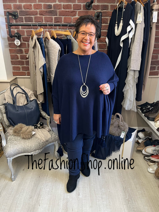 Navy poncho with sleeves 12-26