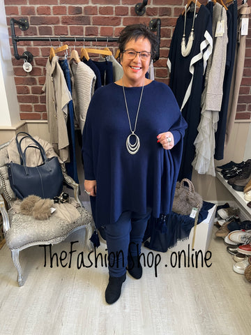 Navy poncho with sleeves 12-26