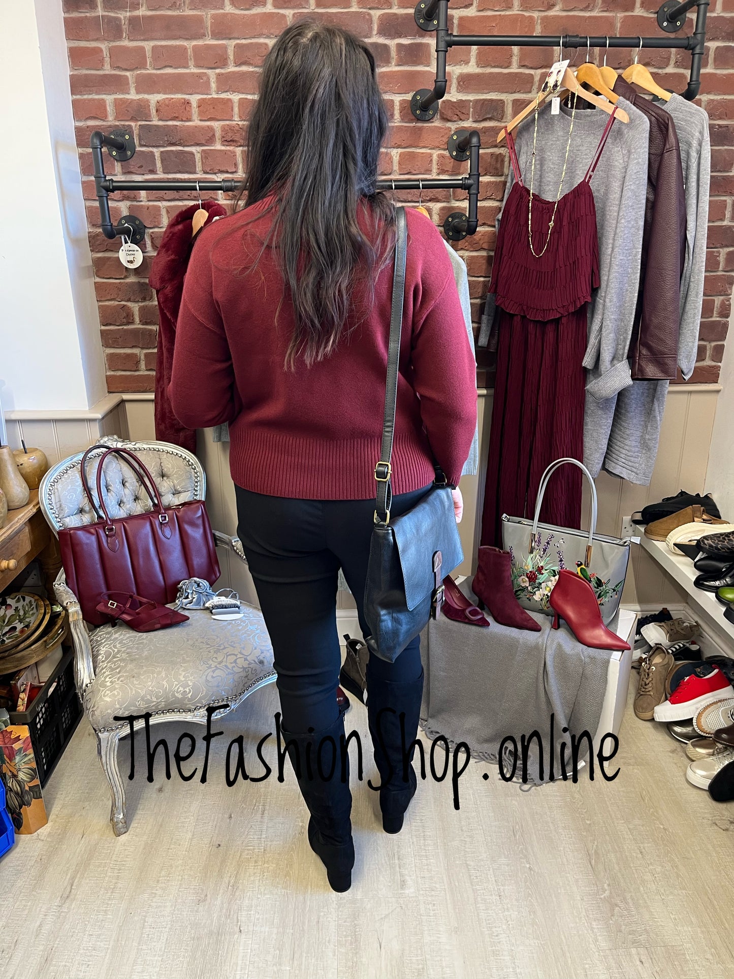 Megan wine cashmere mix jumper 10-16