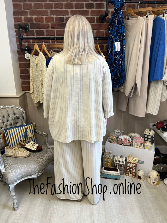 Chloe beige striped waterfall jacket 14-22