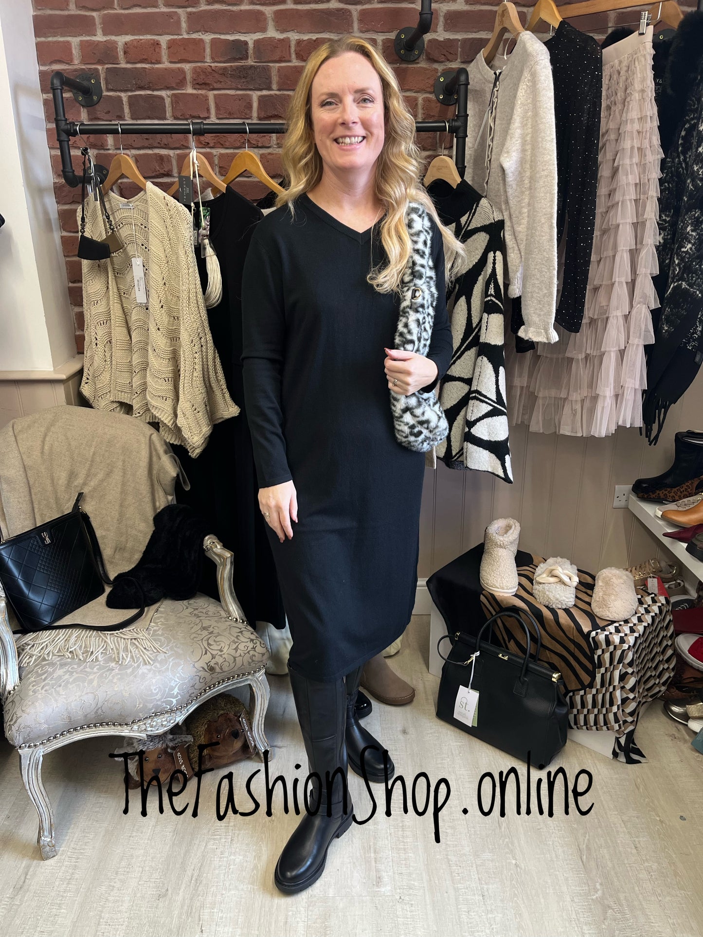 Mia black cashmere mix jumper dress 12-16