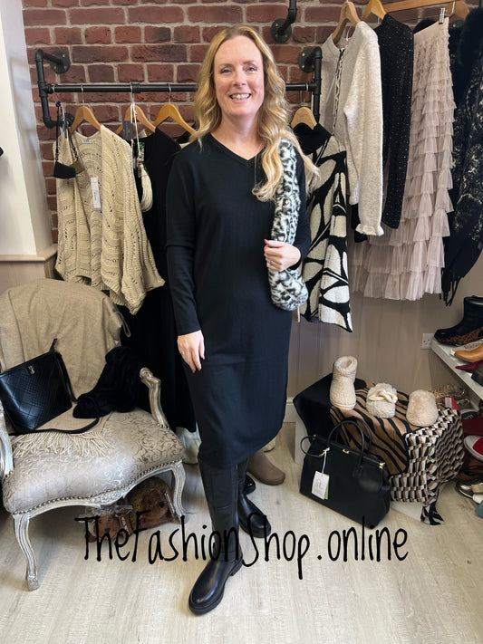 Mia black cashmere mix jumper dress 12-16