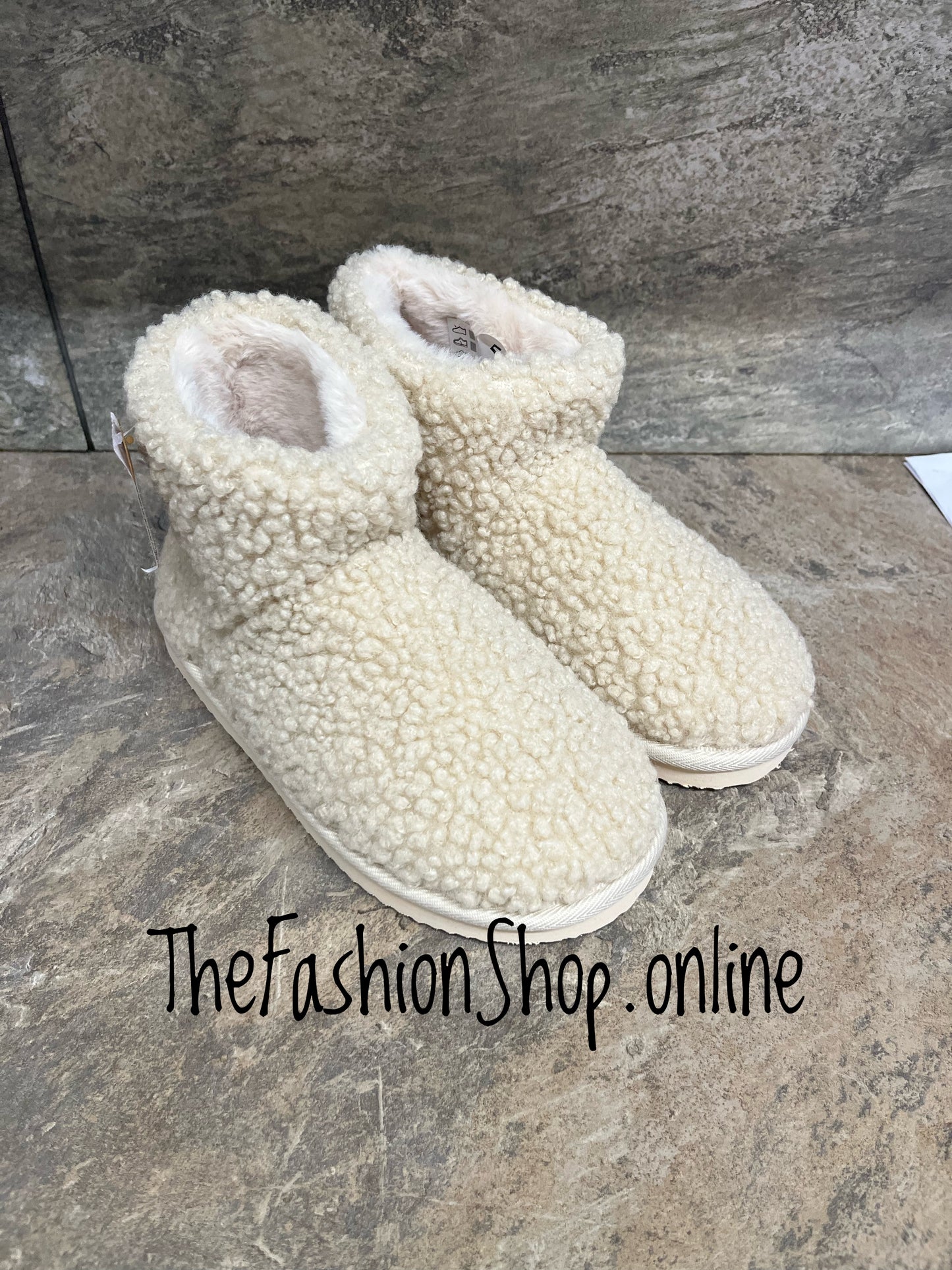 Jo & Joe Teddy Slipper Boot In Beige sizes 3-8