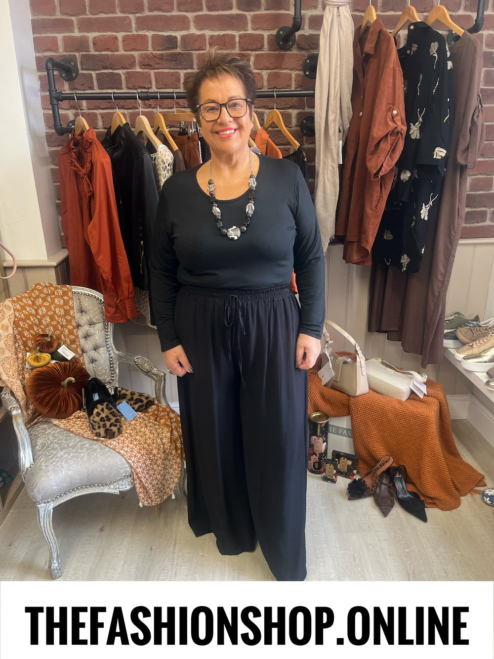 Carmen black long sleeve layering top 14-20