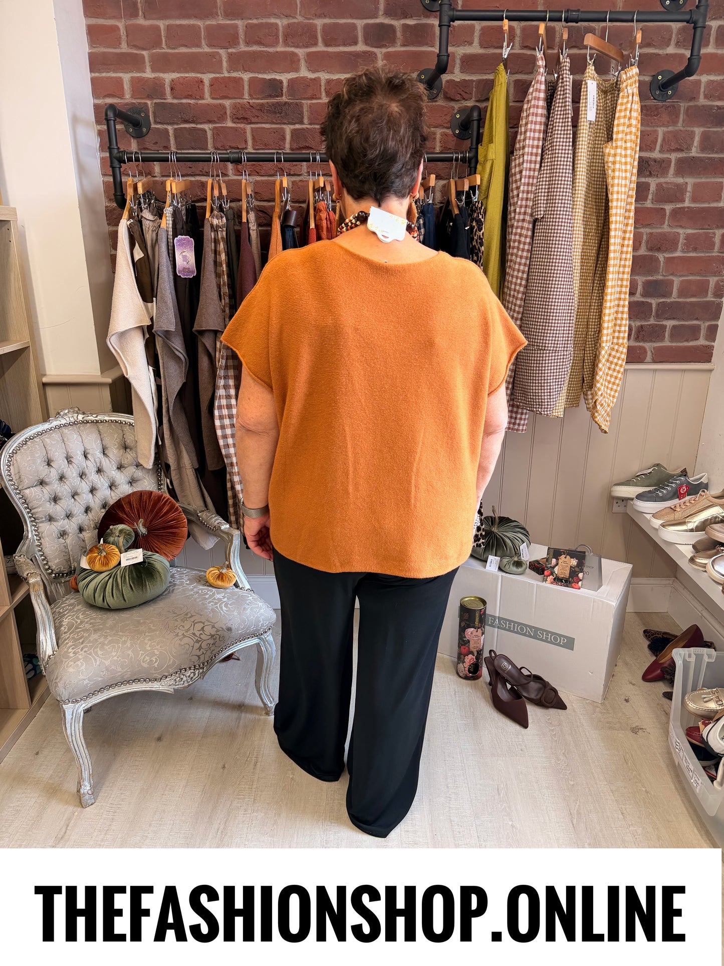 Elsa Rust V neck knitted top 10-20
