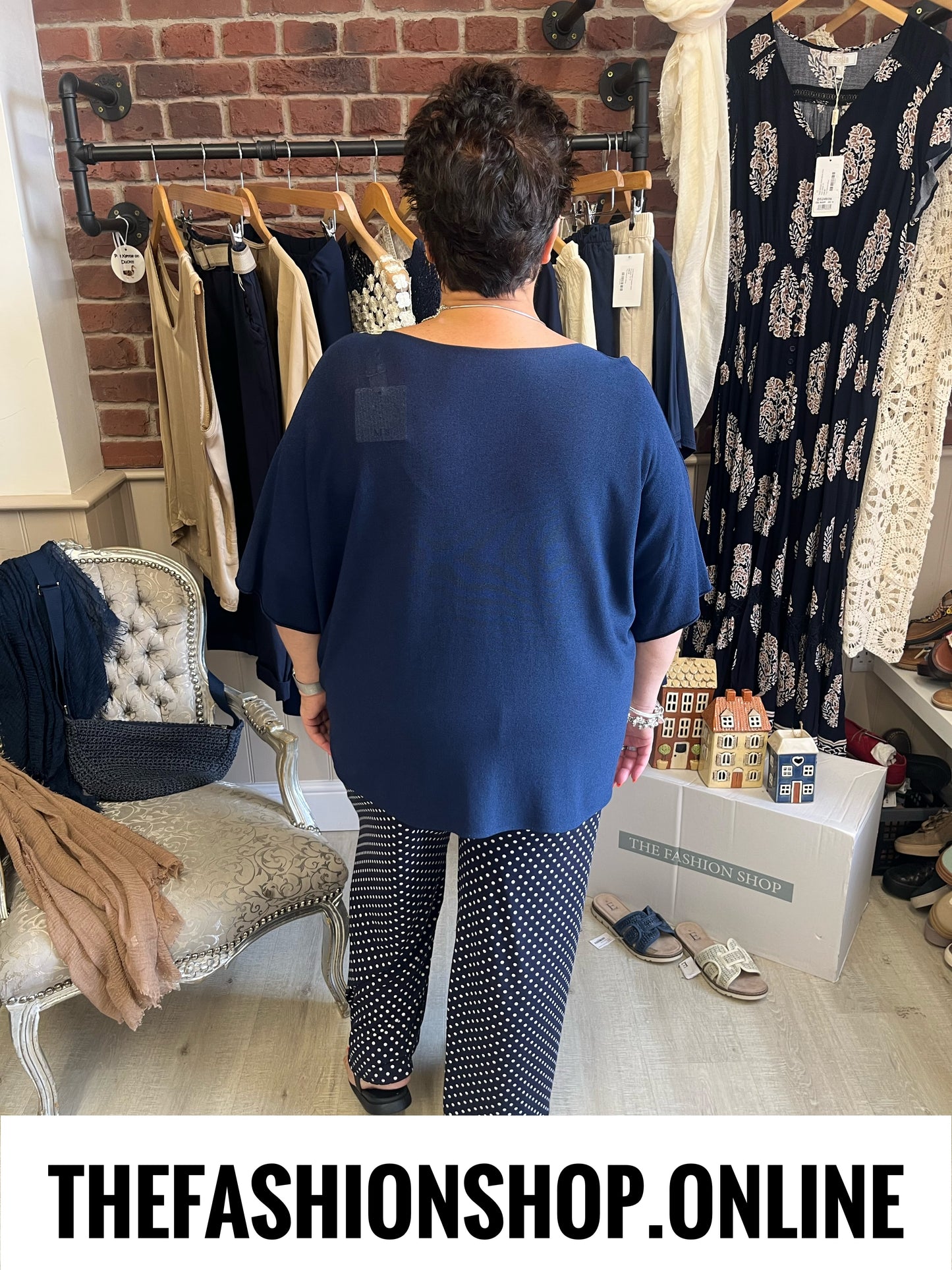 Luna navy small polka dot trousers 14-20