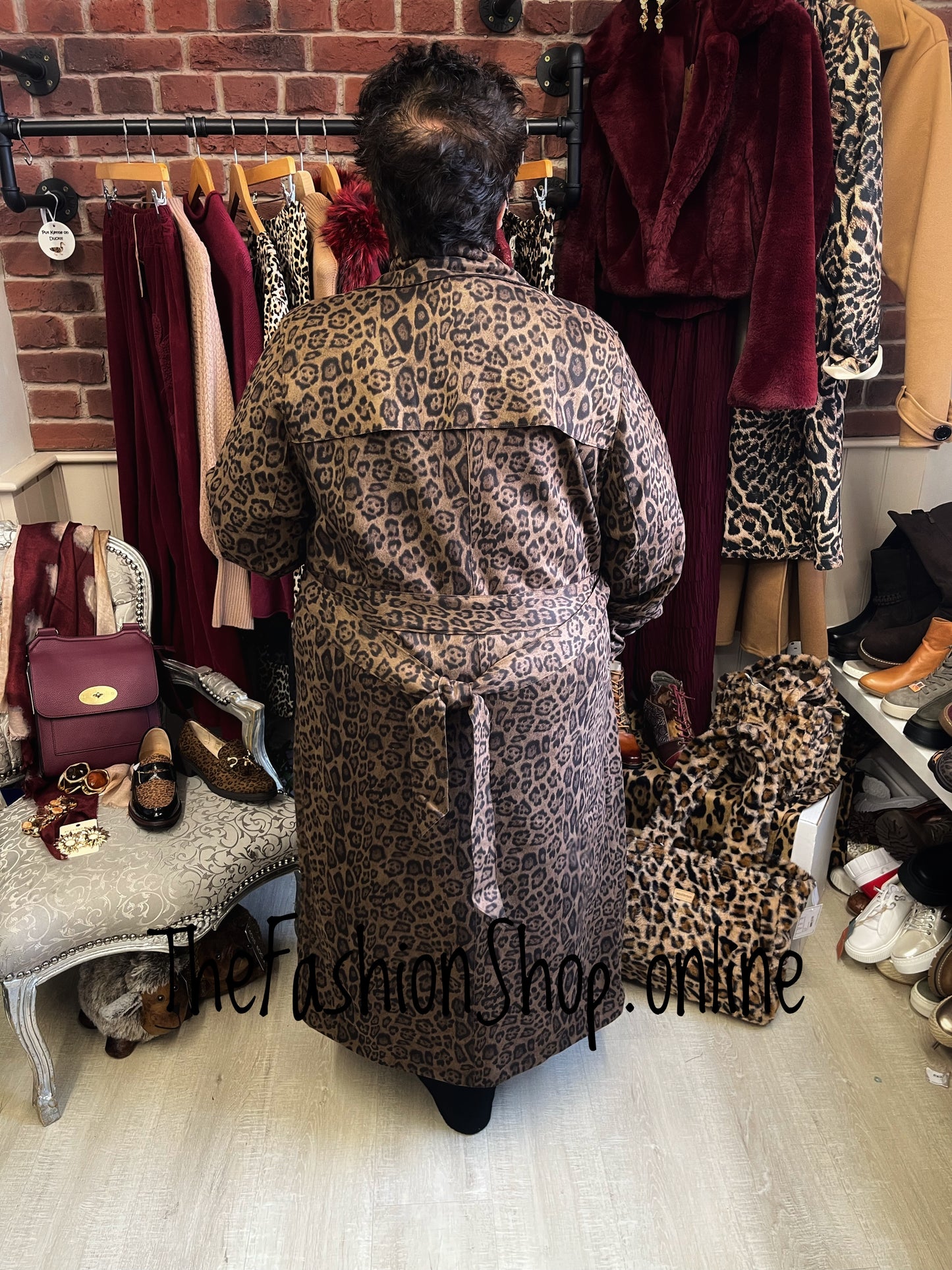 Premium Leopard Print Trench Coat In Chocolate Brown 8,10,12,14,16