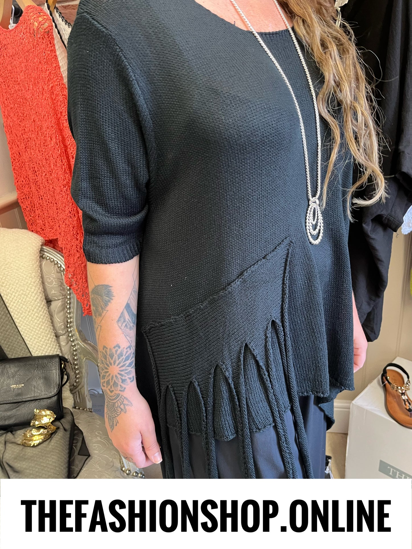 Ziggy black tassel jumper 14-22