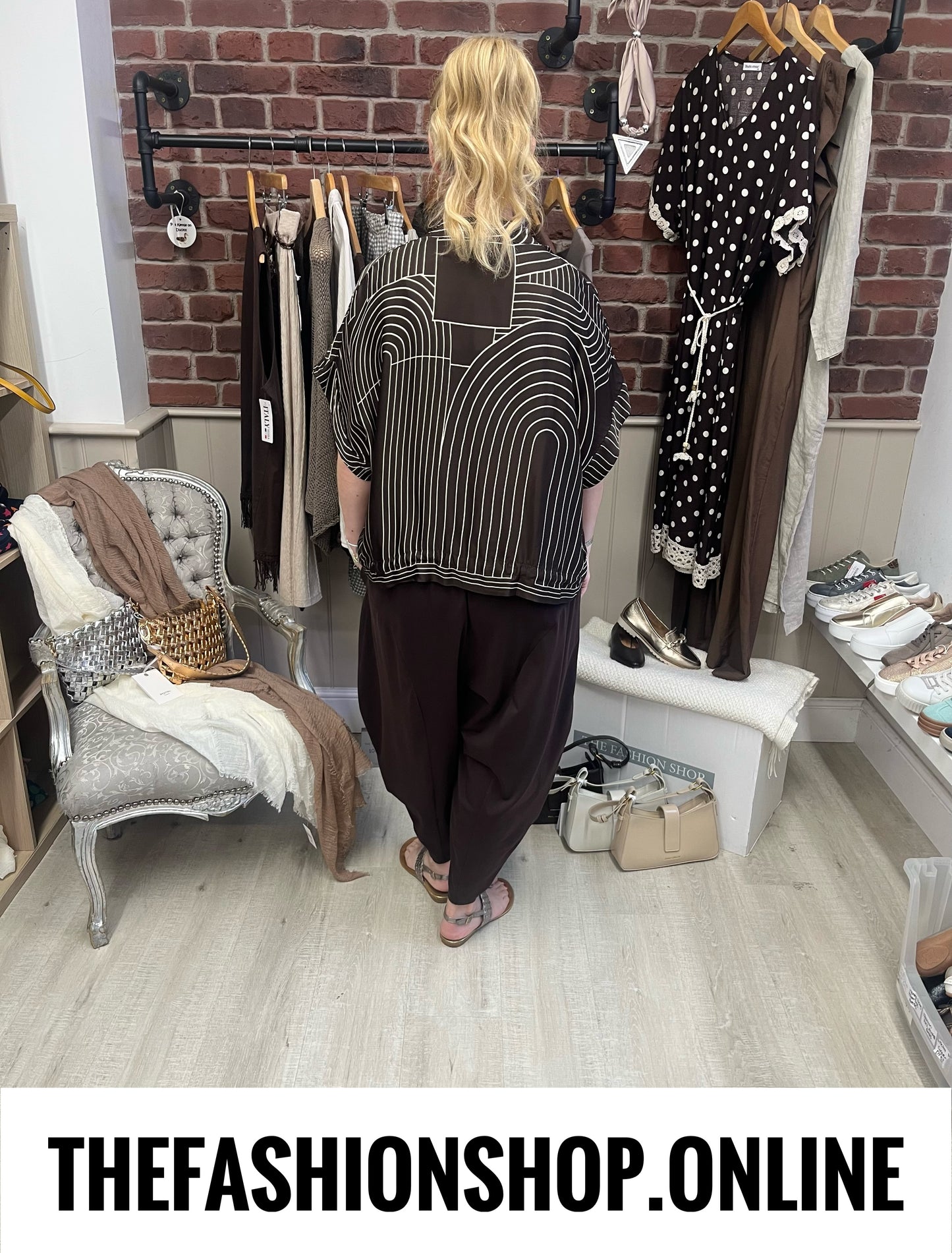 Deena brown geometric silk feel jacket 8-16