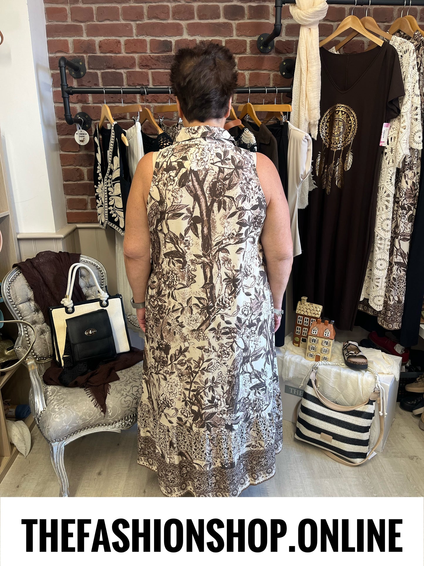 Olivia brown printed shirt dress sizes 12, 14 and 16